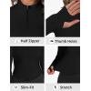 image:imageOYANUS Womens Long Sleeve Workout Tops Quarter Zip Pullover Workout Jacket Cropped Athletic Running Shirts with Thumb Holes BlackL
