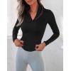 image:imageOYANUS Womens Long Sleeve Workout Tops Quarter Zip Pullover Workout Jacket Cropped Athletic Running Shirts with Thumb Holes BlackL