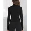 image:imageOYANUS Womens Long Sleeve Workout Tops Quarter Zip Pullover Workout Jacket Cropped Athletic Running Shirts with Thumb Holes BlackL