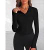 image:imageOYANUS Womens Long Sleeve Workout Tops Quarter Zip Pullover Workout Jacket Cropped Athletic Running Shirts with Thumb Holes BlackL