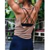 image:imageOYANUS Womens Summer Workout Tops Sexy Backless Yoga Shirts Open Back Activewear Running Sports Gym Tank TopsBisque