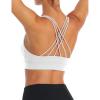 image:imageOYANUS Sports Bras for Women Sexy Crisscross Back Padded Strappy Workout Bras Medium Support Yoga Bra with Removable CupsZ01white