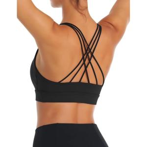 image:imageOYANUS Sports Bras for Women Sexy Crisscross Back Padded Strappy Workout Bras Medium Support Yoga Bra with Removable CupsZ01black