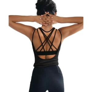 image:imageOYANUS Womens Summer Workout Tops Sexy Backless Yoga Shirts Open Back Activewear Running Sports Gym Tank TopsBlack