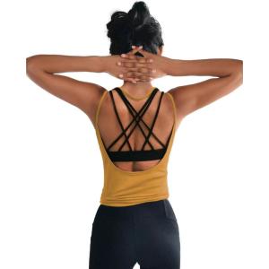 image:imageOYANUS Womens Summer Workout Tops Sexy Backless Yoga Shirts Open Back Activewear Running Sports Gym Tank TopsGinger