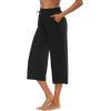 image:imageOYANUS Capris for Women Casual Summer Loose Comfy Drawstring Wide Leg Capri Pants with PocketsBlack