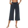 image:imageOYANUS Capris for Women Casual Summer Loose Comfy Drawstring Wide Leg Capri Pants with PocketsBluishgray