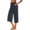 image:imageOYANUS Capris for Women Casual Summer Loose Comfy Drawstring Wide Leg Capri Pants with PocketsBluishgray