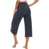 image:imageOYANUS Capris for Women Casual Summer Loose Comfy Drawstring Wide Leg Capri Pants with PocketsBluishgray