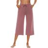 image:imageOYANUS Capris for Women Casual Summer Loose Comfy Drawstring Wide Leg Capri Pants with PocketsCameo