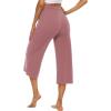 image:imageOYANUS Capris for Women Casual Summer Loose Comfy Drawstring Wide Leg Capri Pants with PocketsCameo
