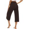 image:imageOYANUS Capris for Women Casual Summer Loose Comfy Drawstring Wide Leg Capri Pants with PocketsDarkbrown