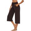 image:imageOYANUS Capris for Women Casual Summer Loose Comfy Drawstring Wide Leg Capri Pants with PocketsDarkbrown