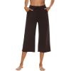 image:imageOYANUS Capris for Women Casual Summer Loose Comfy Drawstring Wide Leg Capri Pants with PocketsDarkbrown