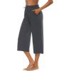 image:imageOYANUS Capris for Women Casual Summer Loose Comfy Drawstring Wide Leg Capri Pants with PocketsDarkgray