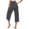 image:imageOYANUS Capris for Women Casual Summer Loose Comfy Drawstring Wide Leg Capri Pants with PocketsDarkgray