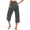 image:imageOYANUS Capris for Women Casual Summer Loose Comfy Drawstring Wide Leg Capri Pants with PocketsDeepgray