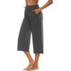 image:imageOYANUS Capris for Women Casual Summer Loose Comfy Drawstring Wide Leg Capri Pants with PocketsDeepgray