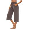 image:imageOYANUS Capris for Women Casual Summer Loose Comfy Drawstring Wide Leg Capri Pants with PocketsKhaki