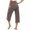 image:imageOYANUS Capris for Women Casual Summer Loose Comfy Drawstring Wide Leg Capri Pants with PocketsKhaki