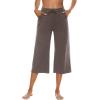 image:imageOYANUS Capris for Women Casual Summer Loose Comfy Drawstring Wide Leg Capri Pants with PocketsKhaki