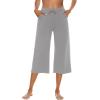 image:imageOYANUS Capris for Women Casual Summer Loose Comfy Drawstring Wide Leg Capri Pants with PocketsLightgray