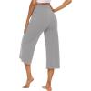 image:imageOYANUS Capris for Women Casual Summer Loose Comfy Drawstring Wide Leg Capri Pants with PocketsLightgray