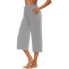 image:imageOYANUS Capris for Women Casual Summer Loose Comfy Drawstring Wide Leg Capri Pants with PocketsLightgray