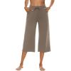 image:imageOYANUS Capris for Women Casual Summer Loose Comfy Drawstring Wide Leg Capri Pants with PocketsLightkhaki