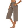 image:imageOYANUS Capris for Women Casual Summer Loose Comfy Drawstring Wide Leg Capri Pants with PocketsLightkhaki