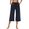 image:imageOYANUS Capris for Women Casual Summer Loose Comfy Drawstring Wide Leg Capri Pants with PocketsNavy
