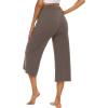 image:imageOYANUS Capris for Women Casual Summer Loose Comfy Drawstring Wide Leg Capri Pants with PocketsTaupe