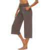 image:imageOYANUS Capris for Women Casual Summer Loose Comfy Drawstring Wide Leg Capri Pants with PocketsTaupe