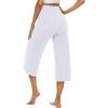 image:imageOYANUS Capris for Women Casual Summer Loose Comfy Drawstring Wide Leg Capri Pants with PocketsWhite