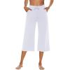 image:imageOYANUS Capris for Women Casual Summer Loose Comfy Drawstring Wide Leg Capri Pants with PocketsWhite