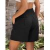 image:imageOYANUS Womens Summer Linen Shorts High Waisted Wide Leg Casual Beach Vacation Lounge Elastic Waist Shorts with PocketsBlack