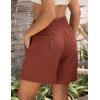 image:imageOYANUS Womens Summer Linen Shorts High Waisted Wide Leg Casual Beach Vacation Lounge Elastic Waist Shorts with PocketsBrick Red