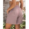 image:imageOYANUS Womens Summer Linen Shorts High Waisted Wide Leg Casual Beach Vacation Lounge Elastic Waist Shorts with PocketsPink