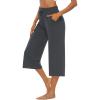 image:imageOYANUS Capris for Women Casual Summer Loose Comfy Drawstring Wide Leg Capri Pants with PocketsDarkgray